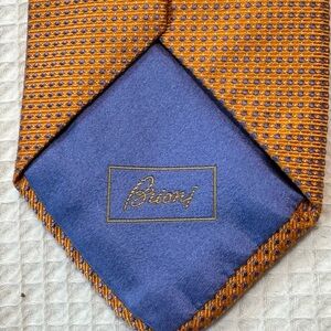 Brioni Orange and Blue Men's Tie made in Italy
